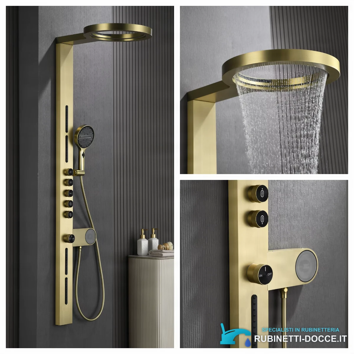 Sistema doccia moderno ELITE EDITION BSW1726 con display digitale in oro spazzolato