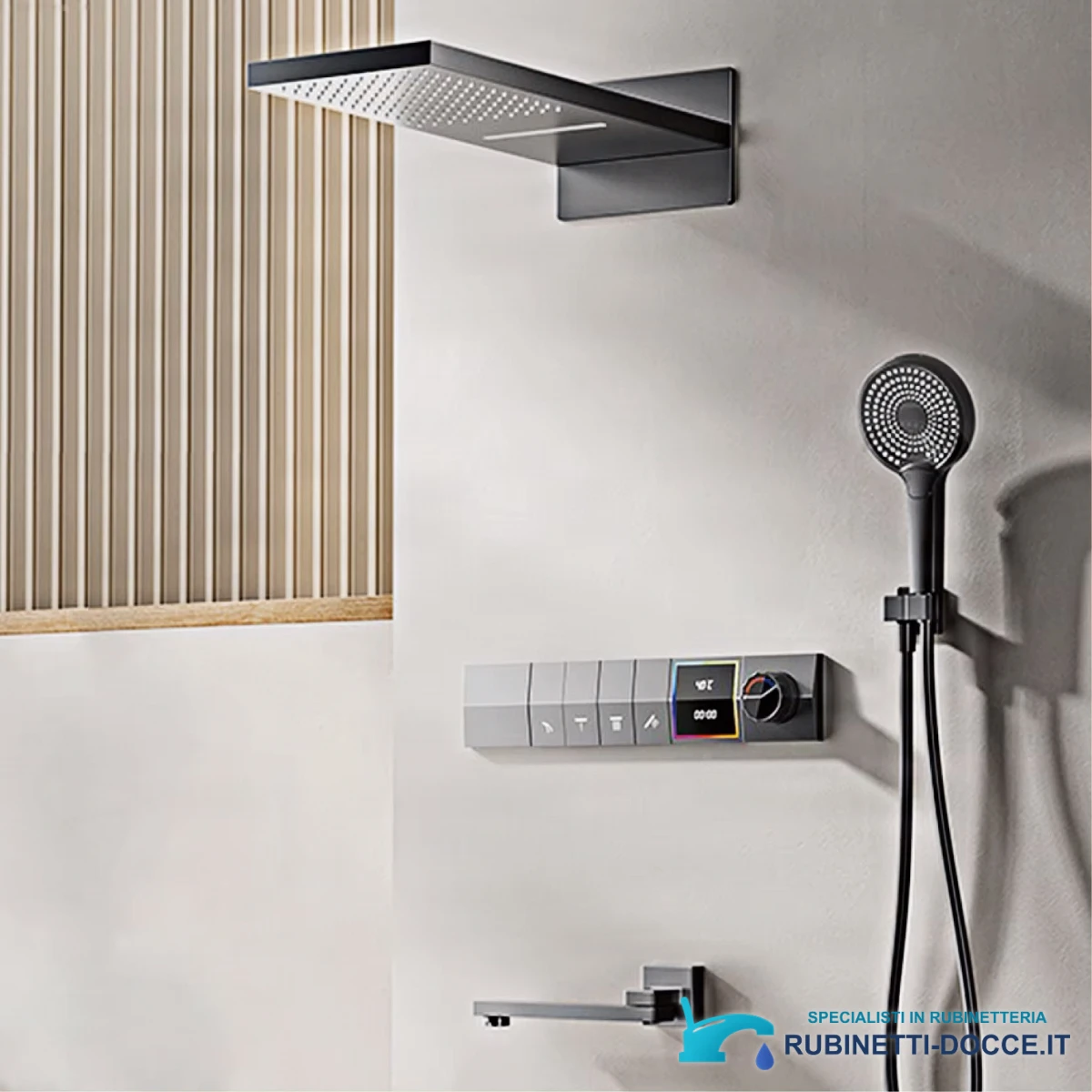 Sistema doccia da incasso ELITE EDITION BCS1050 con display LED e finiture multiple