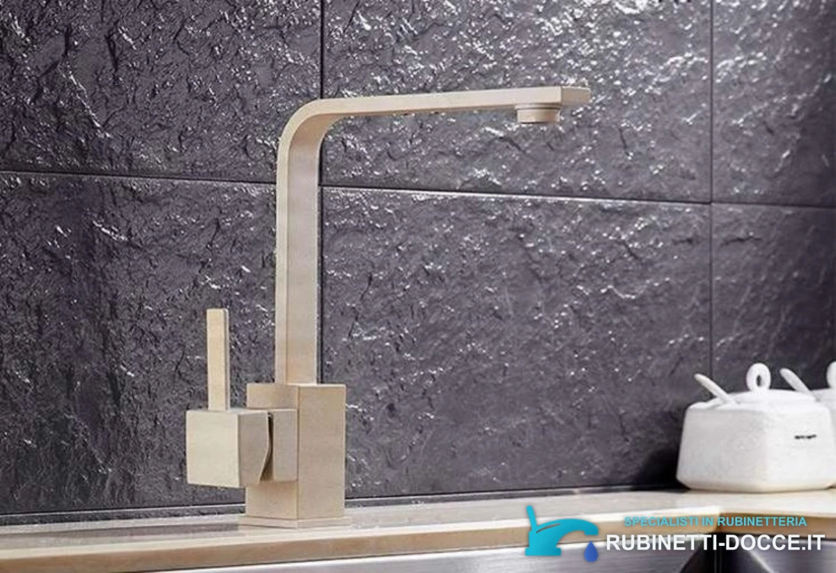 Miscelatore EYN 0113 beige sabbia con bocca alta e squadrata