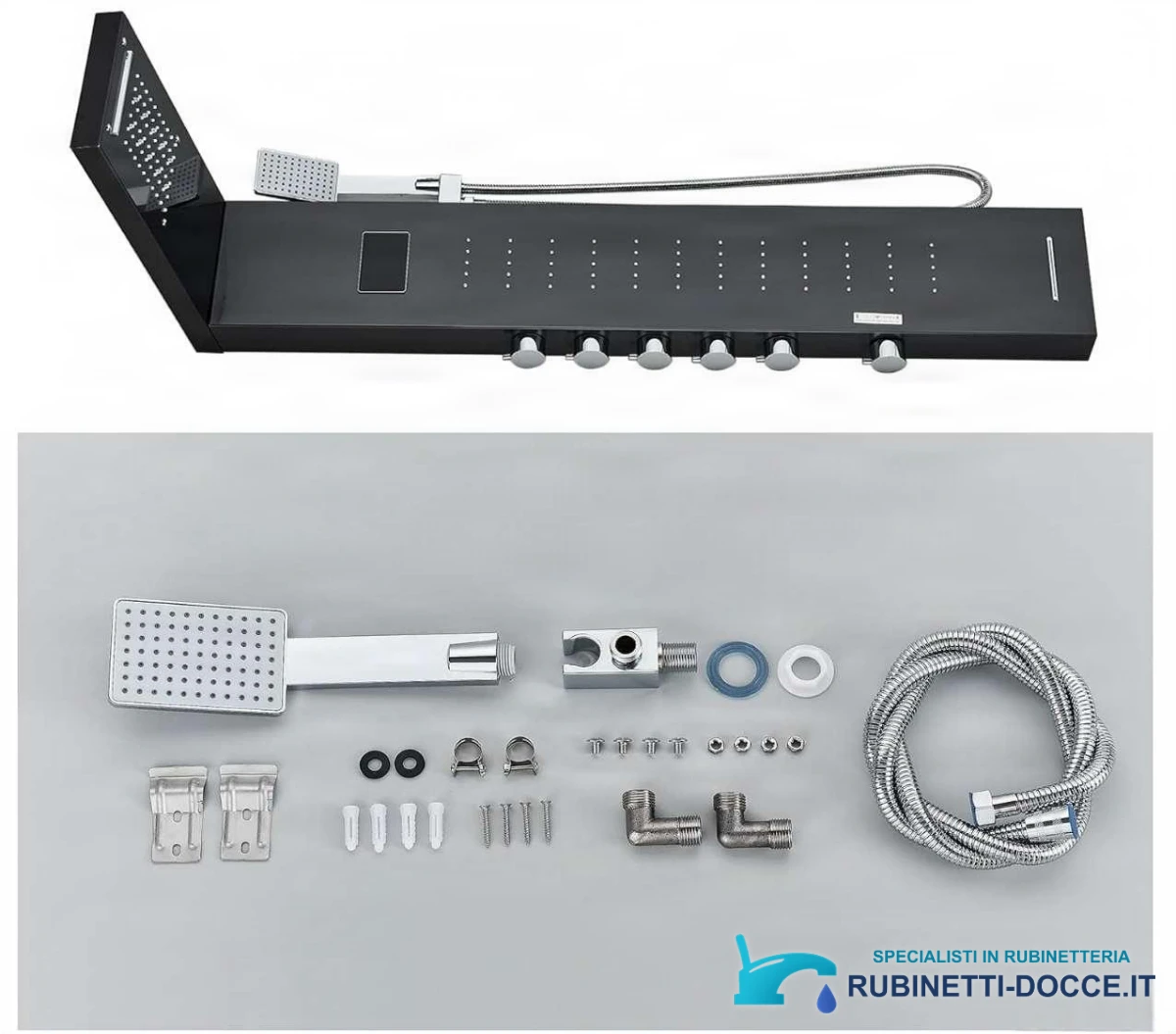 Sistema doccia EYN BSP2040 esterno con LED, getto a cascata e ugelli massaggianti, in più finiture
