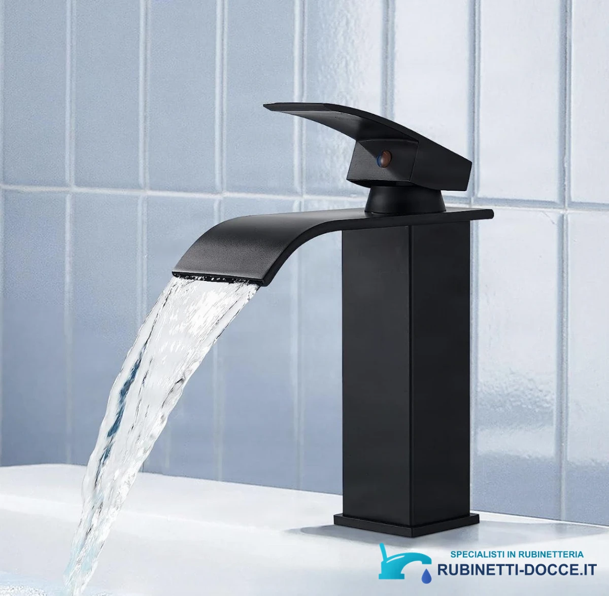 Miscelatore per lavabo EYN103 in ottone con bocca a cascata, disponibile in più finiture