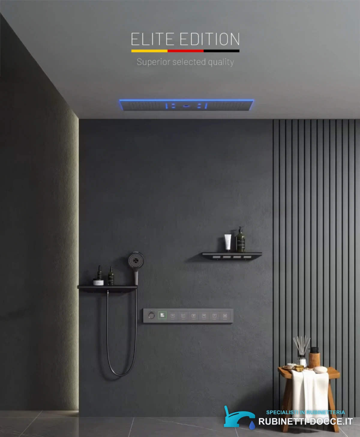 Sistema doccia termostatico a incasso ELITE EDITION BCS1045 a 6 funzioni, in argento satinato e altre varianti di colore