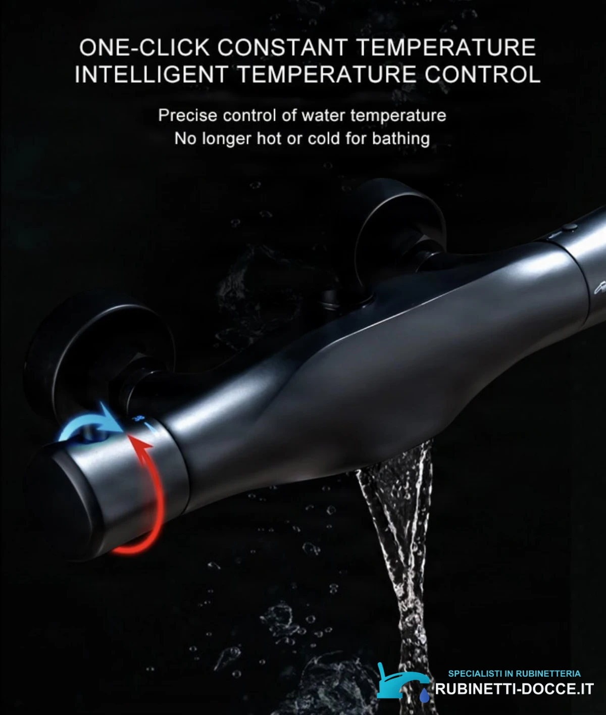 Sistema doccia termostatico esterno EYN TB1845 con bocca a cascata in più finiture
