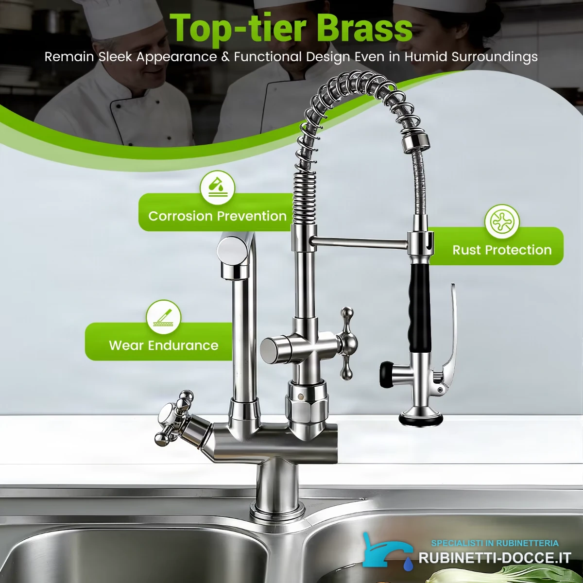 Specifiche doccetta per lavello ELITE EDITION KFH1355: corpo cromato, presa nera e leva lunga