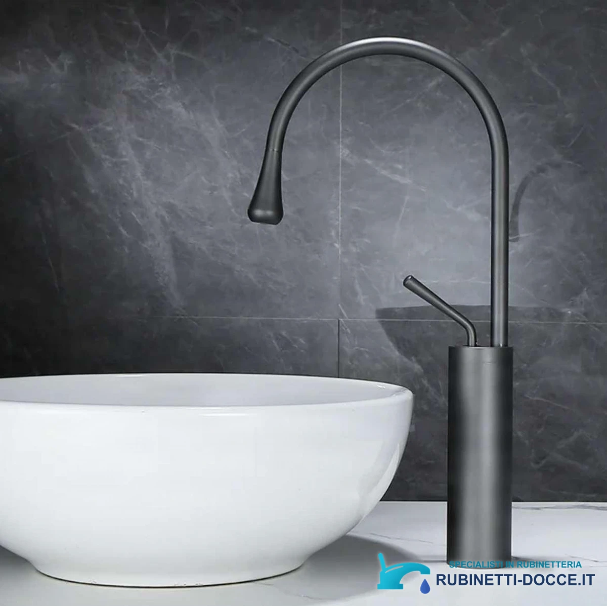 Miscelatore per lavabo EYN BF0954 da piano in ottone con bocca girevole, in più finiture tra cui oro spazzolato e nero