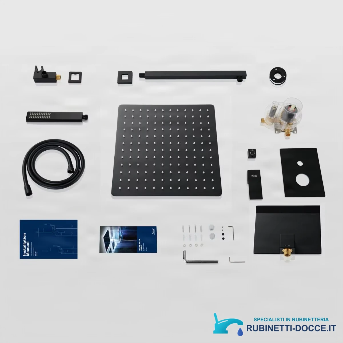 Us Local Stock Matte Black 12 ELITE EDITION BSW1679 — componenti e accessori disposti in piano