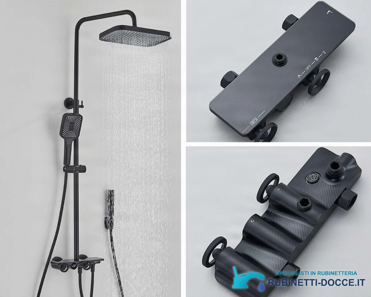 Sistema doccia esterno ELT1104 termostatico digitale a 4 uscite, grigio canna di fucile