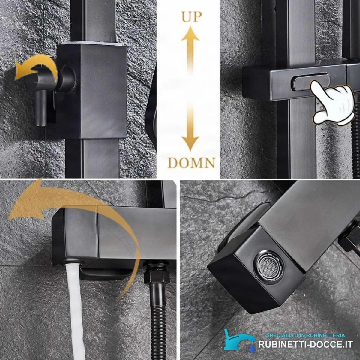 Sistema doccia esterno BT1048 termostatico con cascata, più finiture